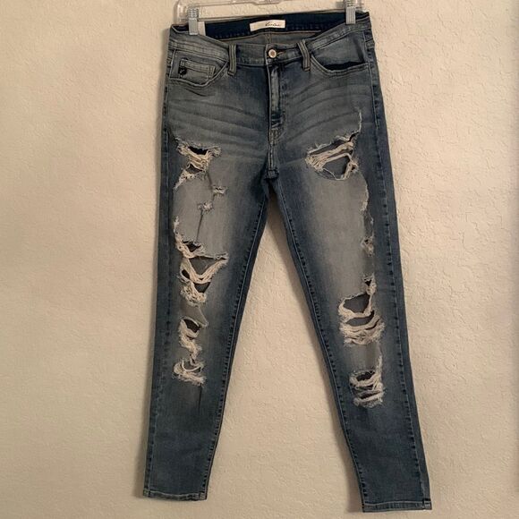 KanCan Los Angeles Distressed Blue Wash Jeans Size 11/29 - Picture 1 of 12